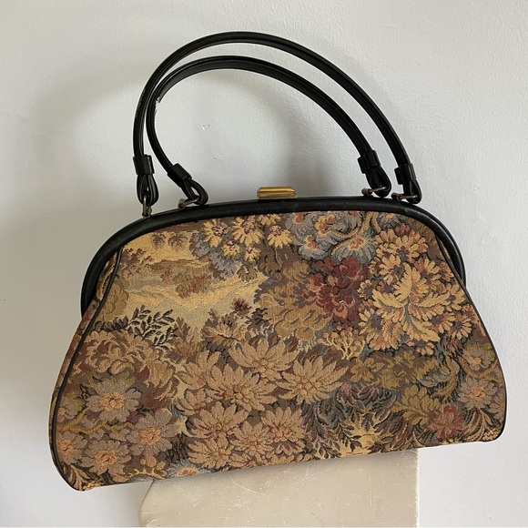 Verdi Vintage Tapestry Carpetbag Handled Purse - Picture 10 of 11
